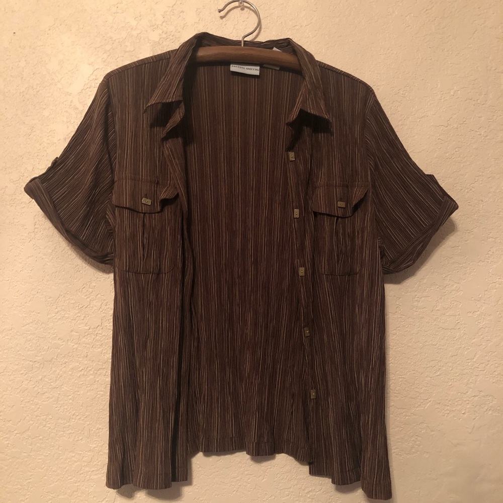 VINTAGE brown striped button up